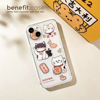 Fortune Cat Phone Case - iPhone 13 Pro Max / 13 Pro / 13 / 13 mini / 12 Pro Max / 12 Pro / 12 / 12 mini / 11 Pro Max / 11 Pro / 11 / SE / XS Max / XS / XR / X / SE 2 / 8 / 8 Plus / 7 / 7 Plus-23