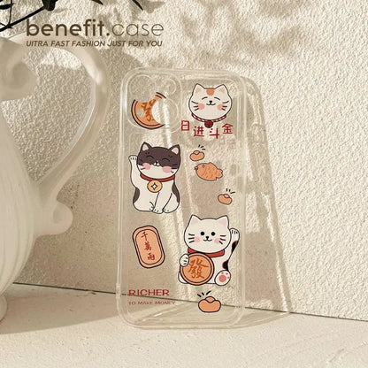 Fortune Cat Phone Case - iPhone 13 Pro Max / 13 Pro / 13 / 13 mini / 12 Pro Max / 12 Pro / 12 / 12 mini / 11 Pro Max / 11 Pro / 11 / SE / XS Max / XS / XR / X / SE 2 / 8 / 8 Plus / 7 / 7 Plus-2