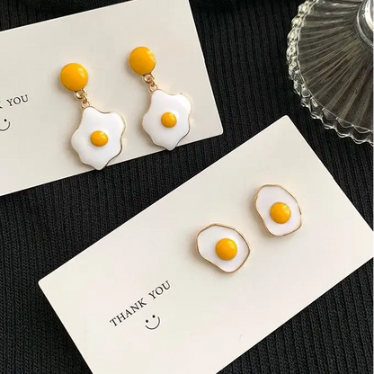 Fried Egg Earrings Wd3 - Fancy Earrings