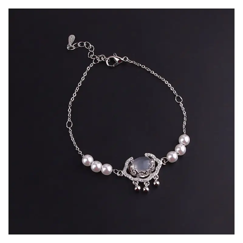 Gemstone Longevity Lock Bracelet E841 - Silver / One Size - 