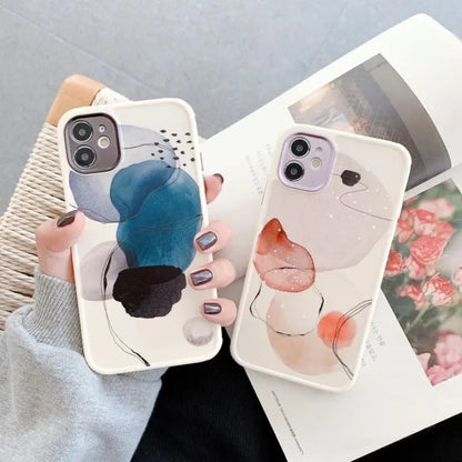 Geometric Flower Print Phone Case - iPhone 13 Pro Max / 13 Pro / 13 / 12 Pro Max / 12 Pro / 12 / 12 Mini / 11 Pro Max / 11 Pro / 11 / XS Max / XS / XR / X / 8 Plus / 7 Plus / 8 / 7 / SE 2-30