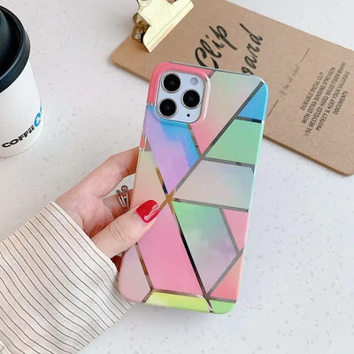 Geometric Marble Print Phone Case - iPhone 12 Pro Max / 12 Pro / 12 / 12 mini / 11 Pro Max / 11 Pro / 11 / SE / XS Max / XS / XR / X / SE 2 / 8 / 8 Plus / 7 / 7 Plus-6