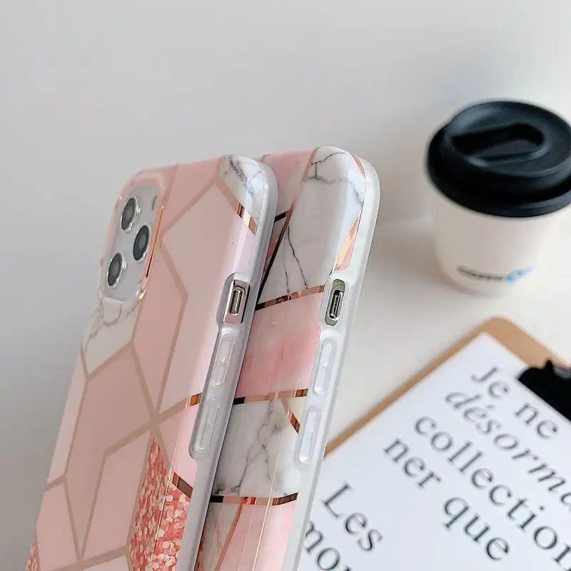 Geometric Marble Print Phone Case - iPhone 12 Pro Max / 12 Pro / 12 / 12 mini / 11 Pro Max / 11 Pro / 11 / SE / XS Max / XS / XR / X / SE 2 / 8 / 8 Plus / 7 / 7 Plus-60