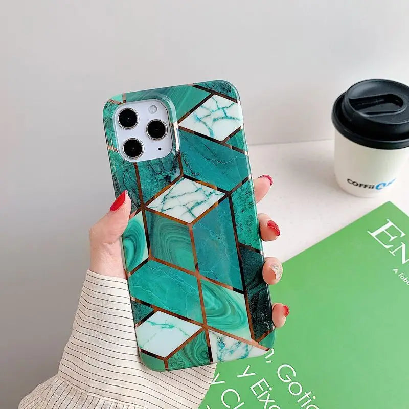 Geometric Marble Print Phone Case - iPhone 12 Pro Max / 12 Pro / 12 / 12 mini / 11 Pro Max / 11 Pro / 11 / SE / XS Max / XS / XR / X / SE 2 / 8 / 8 Plus / 7 / 7 Plus-9