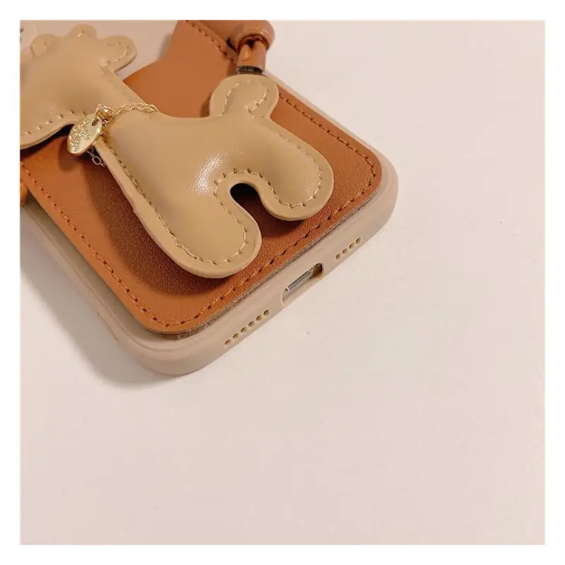 Giraffe Faux Leather Crossbody Strap Phone Case - iPhone 13 