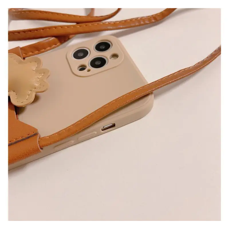 Giraffe Faux Leather Crossbody Strap Phone Case - iPhone 13 