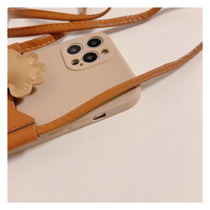 Giraffe Faux Leather Crossbody Strap Phone Case - iPhone 13 