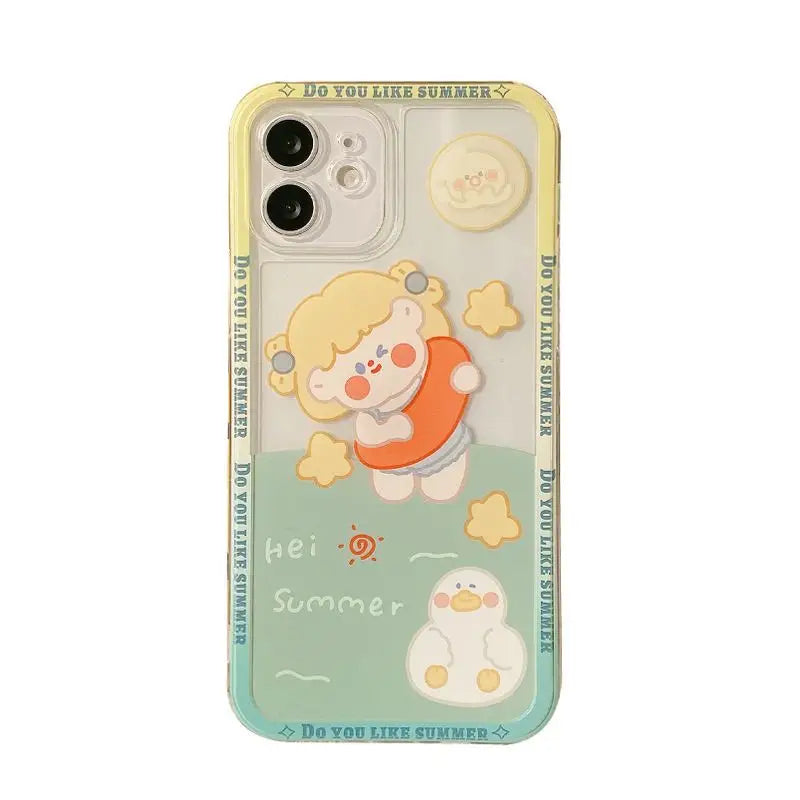 Girl Transparent Phone Case - iPhone 12 Pro Max / 12 Pro / 12 / 12 mini / 11 Pro Max / 11 Pro / 11 / SE / XS Max / XS / XR / X / SE 2 / 8 / 8 Plus / 7 / 7 Plus-4