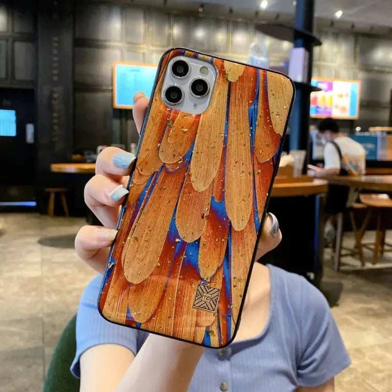 Glitter Feather Print Phone Case - iPhone 13 Pro Max / 13 Pro / 13 / 12 Pro Max / 12 Pro / 12 Mini / 12 / 11 Pro Max / 11 Pro / 11 / XS Max / XR / XS / X / 8 Plus / 7 Plus / 8 / 7-4