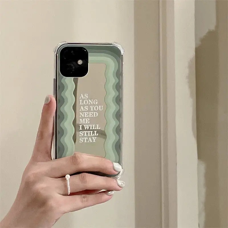 Gradient Green Wave Mirror iPhone Case BP295 - iphone case
