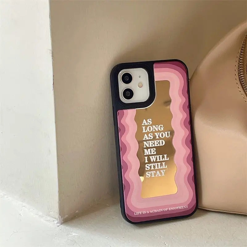 Gradient Pink Wave Mirror iPhone Case BP297 - iphone case