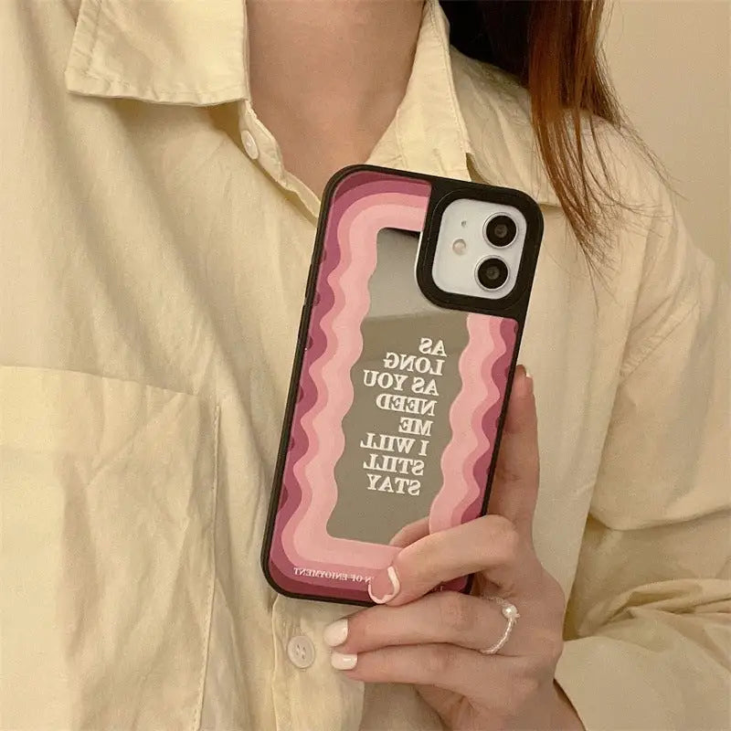 Gradient Pink Wave Mirror iPhone Case BP297 - iphone case