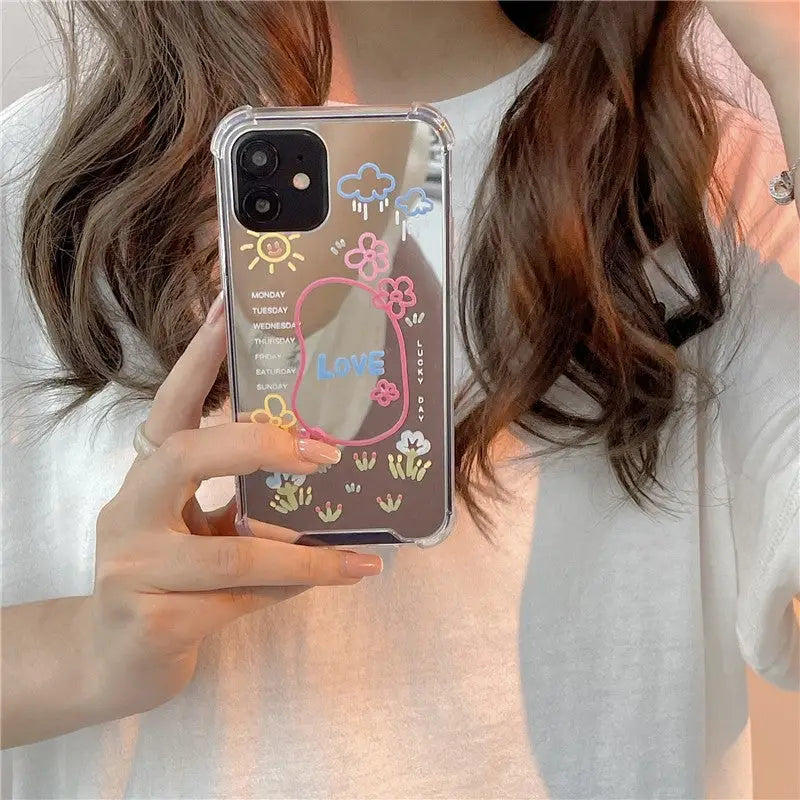 Graffiti Flower Letters Mirror iPhone Case BP237 - iphone 