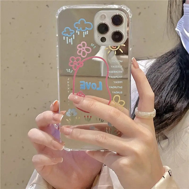 Graffiti Flower Letters Mirror iPhone Case BP237 - iphone 
