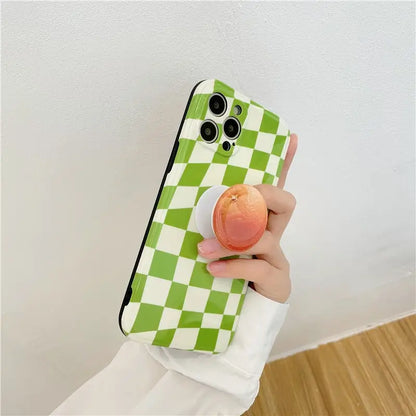 Green Grid Printing With Orange Holder iPhone Case BP274 - 