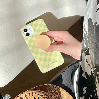 Green Yellow Grid Printing With Holder iPhone Case BP309 - 