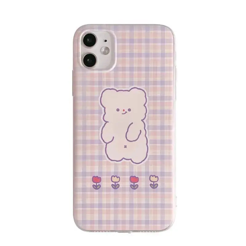 Grid Flower Bear iPhone Case BP020 - iphone case