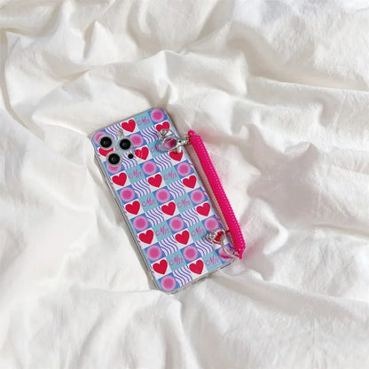 Grid Hearts With Elastic Chain iPhone Case BP338 - iphone 