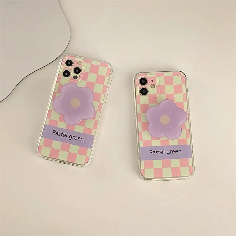 Grid Printing With Flower Holder iPhone Case BP324 - iphone 