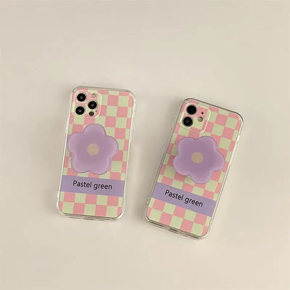 Grid Printing With Flower Holder iPhone Case BP324 - iphone 