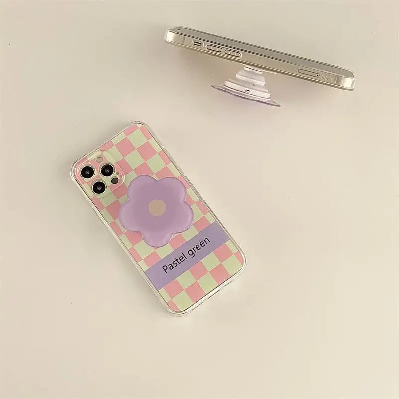 Grid Printing With Flower Holder iPhone Case BP324 - iphone 