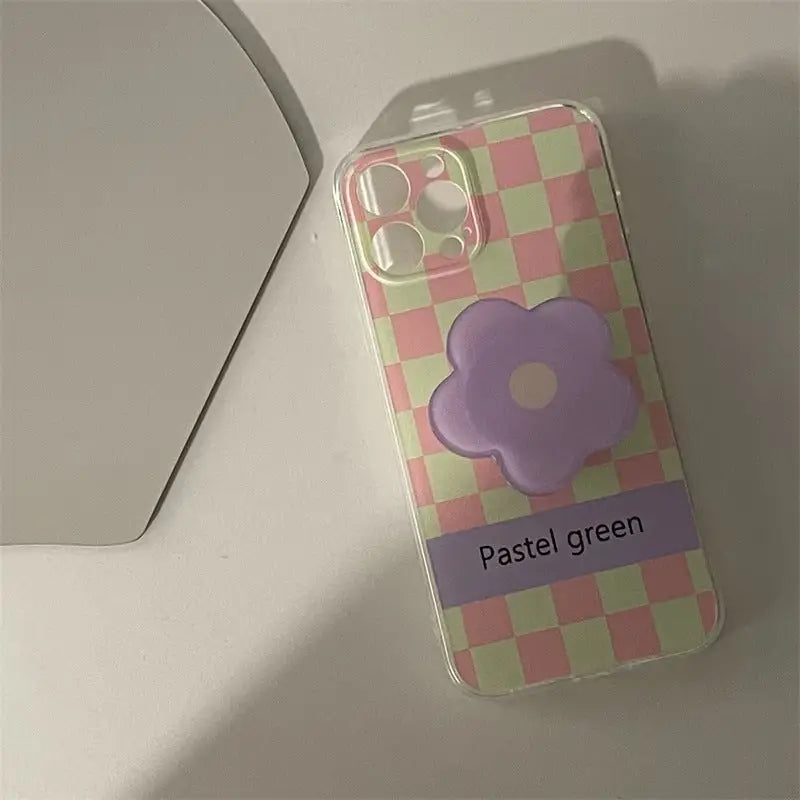 Grid Printing With Flower Holder iPhone Case BP324 - iphone 