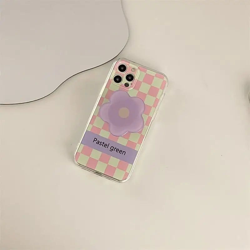 Grid Printing With Flower Holder iPhone Case BP324 - iphone 