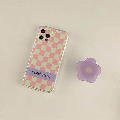 Grid Printing With Flower Holder iPhone Case BP324 - iphone 