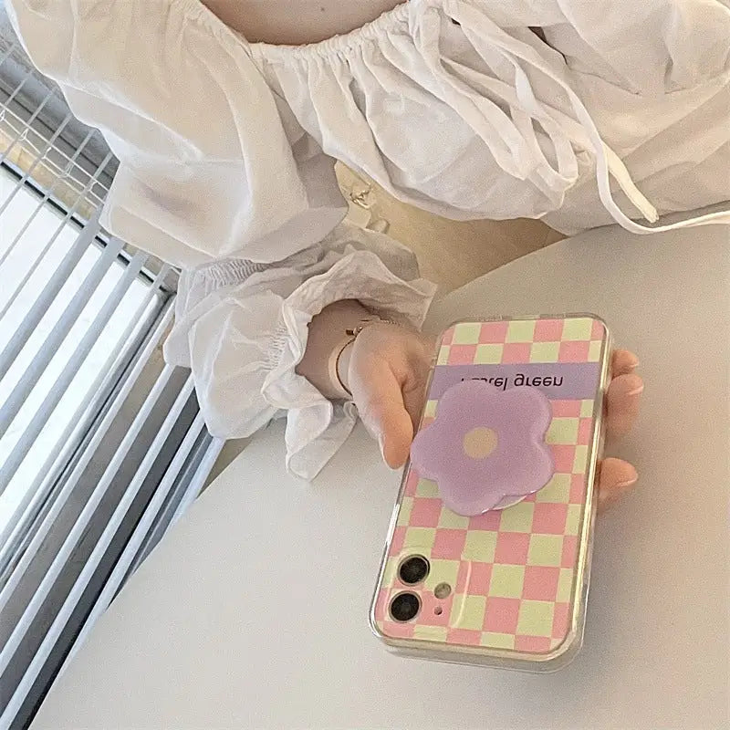 Grid Printing With Flower Holder iPhone Case BP324 - iphone 