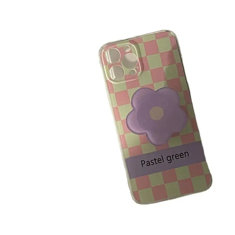 Grid Printing With Flower Holder iPhone Case BP324 - iphone 