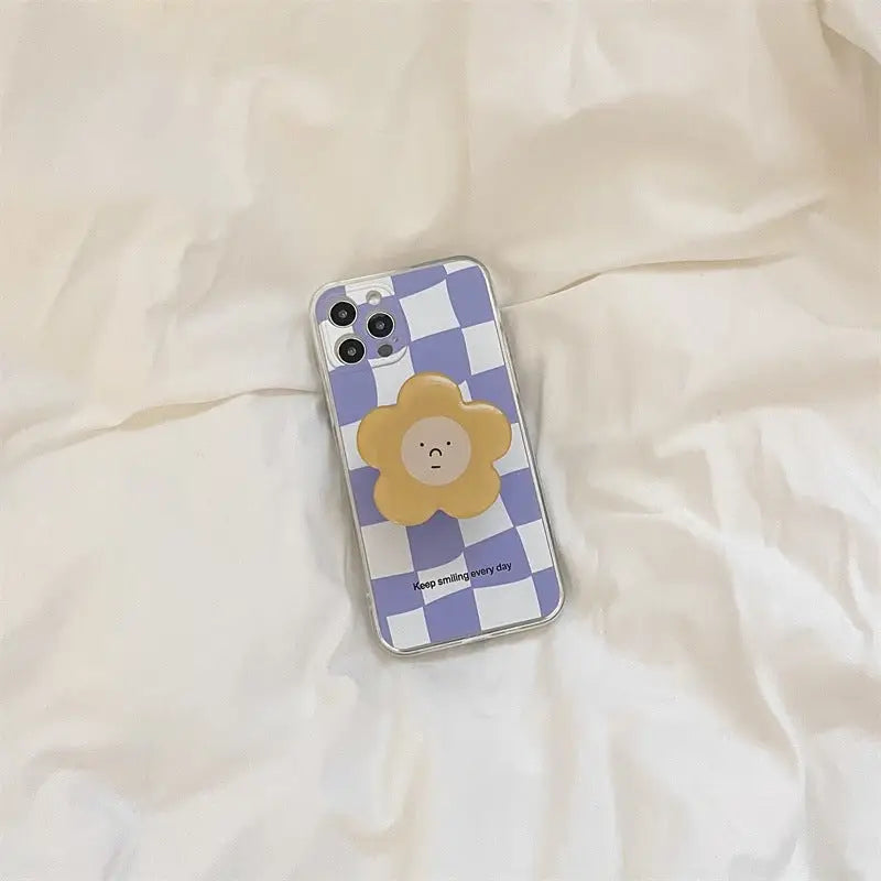 Grid Printing With Flower Holder iPhone Case BP335 - iphone 