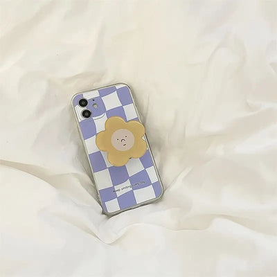 Grid Printing With Flower Holder iPhone Case BP335 - iphone 