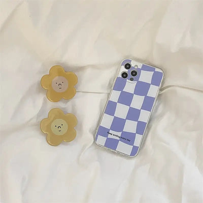 Grid Printing With Flower Holder iPhone Case BP335 - iphone 