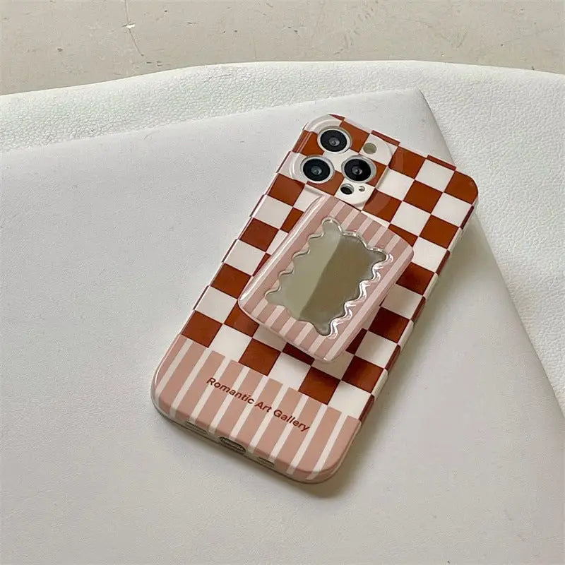 Grid Printing With Mirror Holder iPhone Case BP331 - iphone 