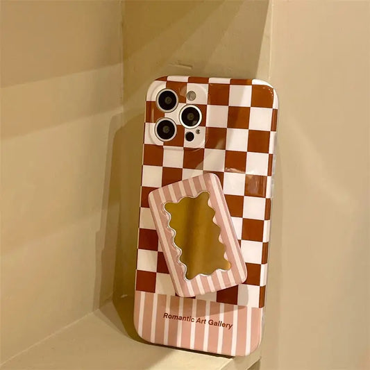 Grid Printing With Mirror Holder iPhone Case BP331 - iphone 