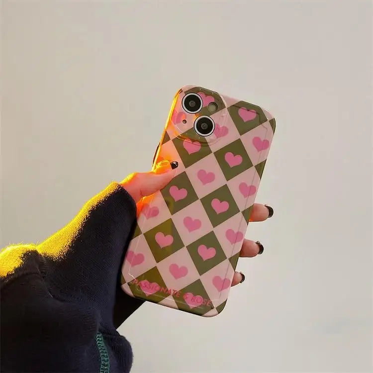 Heart Argyle Phone Case - iPhone 13 Pro Max / 13 Pro / 13 / 13 mini / 12 Pro Max / 12 Pro / 12 / 12 mini / 11 Pro Max / 11 Pro / 11 / SE / XS Max / XS / XR / X / SE 2 / 8 / 8 Plus / 7 / 7 Plus-5