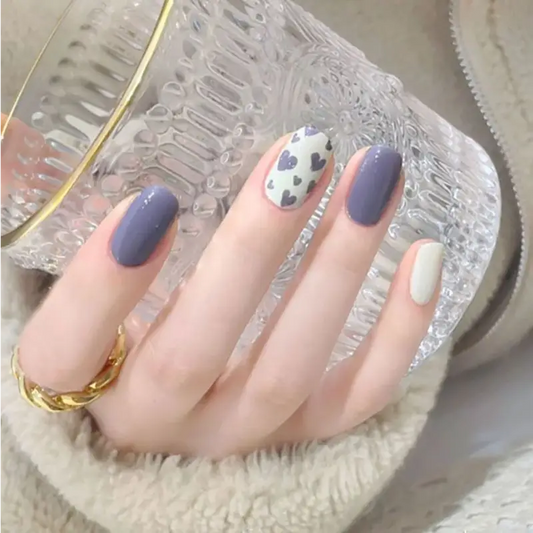 Heart Faux Nail Tips N12 - Purple / One Size - Hand Fashion 