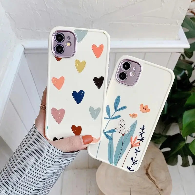 Heart / Flower Print Phone Case - iPhone 13 Pro Max / 13 Pro / 13 / 12 Pro Max / 12 Pro / 12 / 12 Mini / 11 Pro Max / 11 Pro / 11 / XS Max / XS / XR / X / 8 Plus / 7 Plus / 8 / 7 / SE 2-8