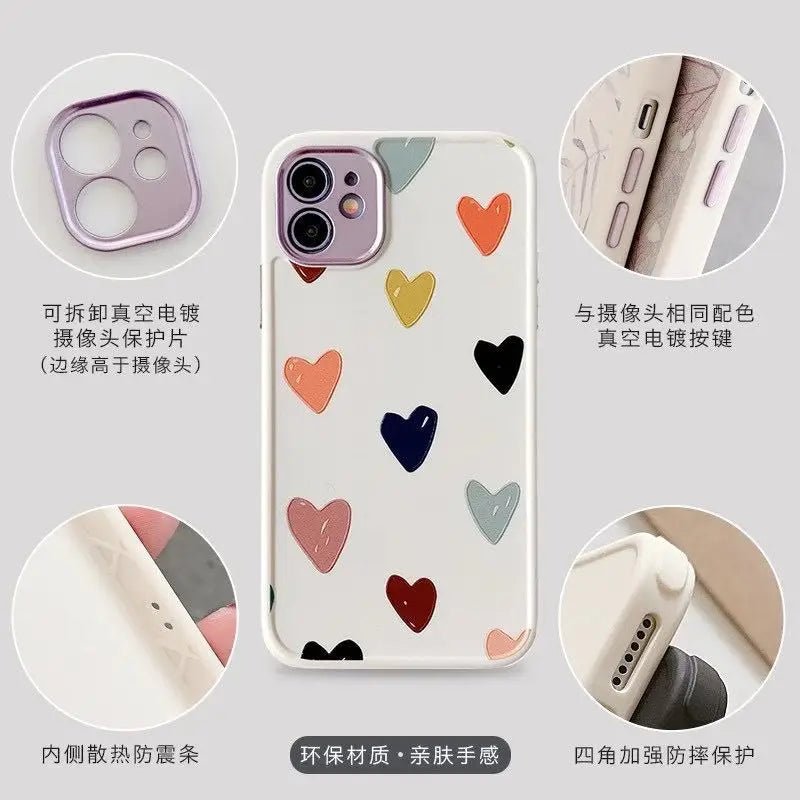 Heart / Flower Print Phone Case - iPhone 13 Pro Max / 13 Pro / 13 / 12 Pro Max / 12 Pro / 12 / 12 Mini / 11 Pro Max / 11 Pro / 11 / XS Max / XS / XR / X / 8 Plus / 7 Plus / 8 / 7 / SE 2-11