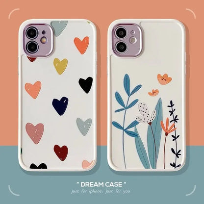 Heart / Flower Print Phone Case - iPhone 13 Pro Max / 13 Pro / 13 / 12 Pro Max / 12 Pro / 12 / 12 Mini / 11 Pro Max / 11 Pro / 11 / XS Max / XS / XR / X / 8 Plus / 7 Plus / 8 / 7 / SE 2-2