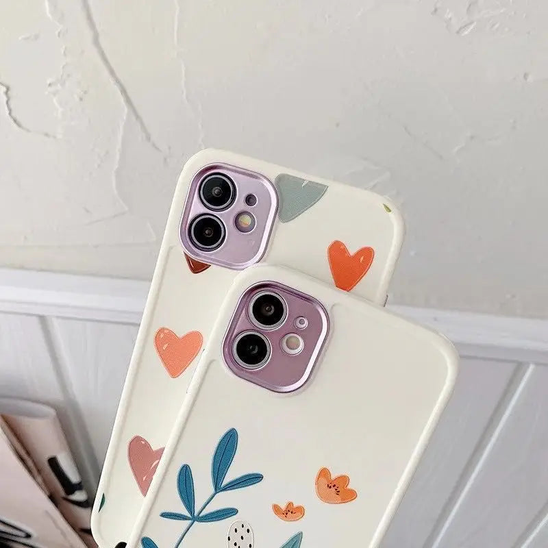 Heart / Flower Print Phone Case - iPhone 13 Pro Max / 13 Pro / 13 / 12 Pro Max / 12 Pro / 12 / 12 Mini / 11 Pro Max / 11 Pro / 11 / XS Max / XS / XR / X / 8 Plus / 7 Plus / 8 / 7 / SE 2-10