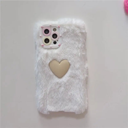 Heart Fluffy Phone Case - iPhone 13 Pro Max / 13 Pro / 13 / 13 mini / 12 Pro Max / 12 Pro / 12 / 12 mini / 11 Pro Max / 11 Pro / 11 / SE / XS Max / XS / XR / X / SE 2 / 8 / 8 Plus / 7 / 7 Plus-8