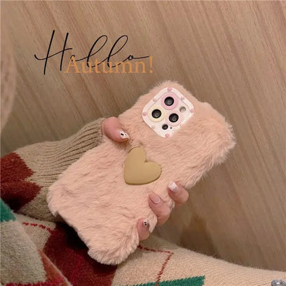 Heart Fluffy Phone Case - iPhone 13 Pro Max / 13 Pro / 13 / 13 mini / 12 Pro Max / 12 Pro / 12 / 12 mini / 11 Pro Max / 11 Pro / 11 / SE / XS Max / XS / XR / X / SE 2 / 8 / 8 Plus / 7 / 7 Plus-4