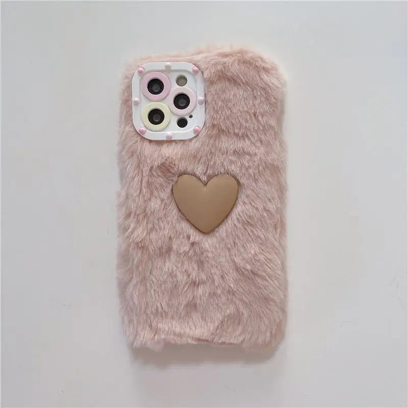 Heart Fluffy Phone Case - iPhone 13 Pro Max / 13 Pro / 13 / 13 mini / 12 Pro Max / 12 Pro / 12 / 12 mini / 11 Pro Max / 11 Pro / 11 / SE / XS Max / XS / XR / X / SE 2 / 8 / 8 Plus / 7 / 7 Plus-7