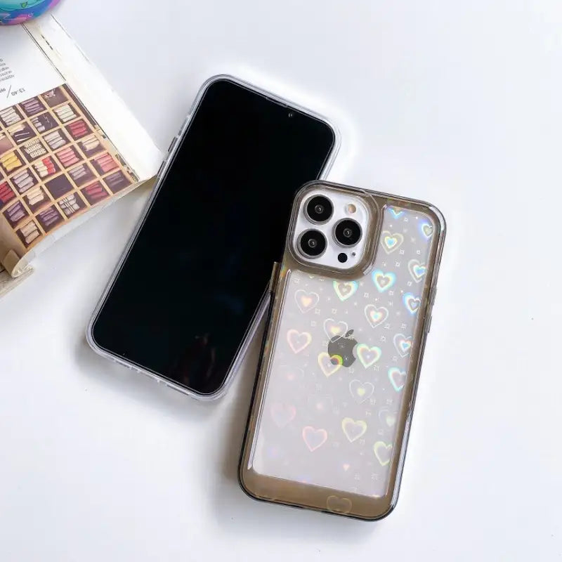 Heart Holographic Transparent Phone Case - iPhone 13 Pro Max