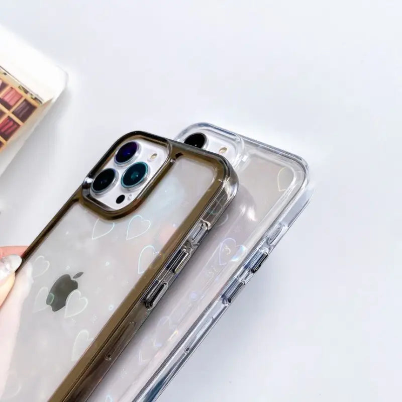 Heart Holographic Transparent Phone Case - iPhone 13 Pro Max