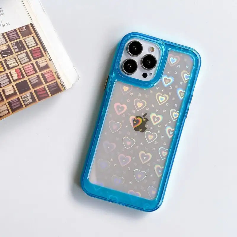 Heart Holographic Transparent Phone Case - iPhone 13 Pro Max
