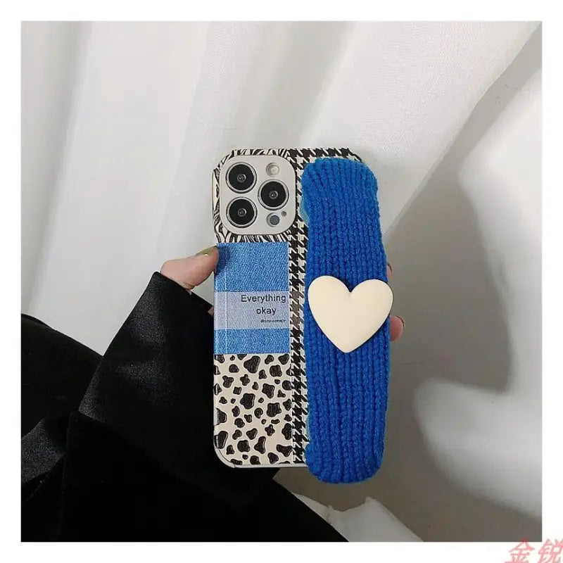 Heart Knit Hand Strap Phone Case - Xiaomi / Red Mi-14