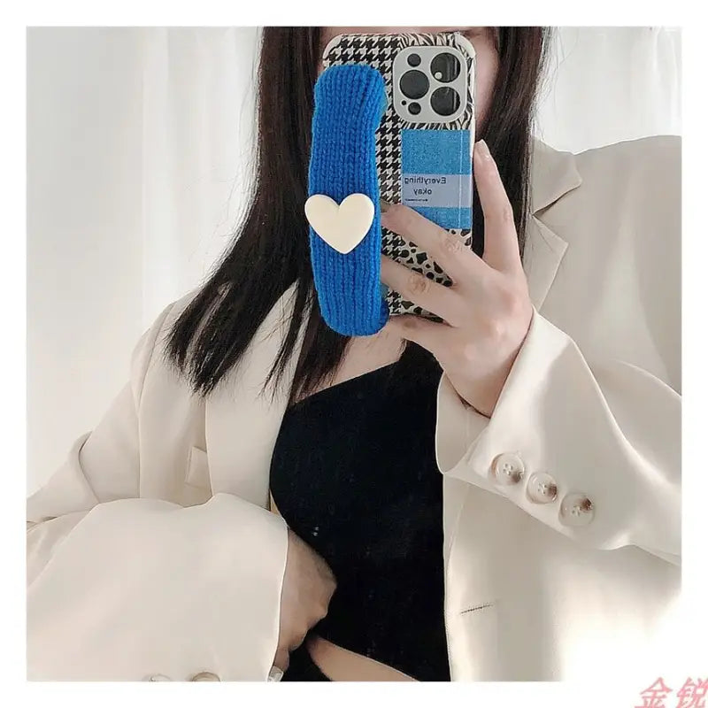 Heart Knit Hand Strap Phone Case - Xiaomi / Red Mi-10