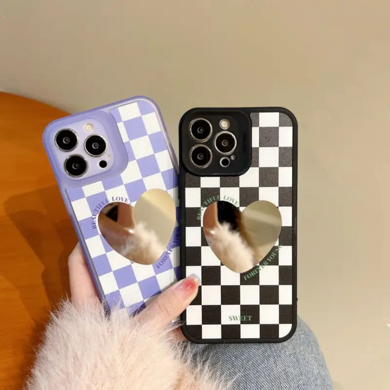 Heart Mirrored Checker Phone Case - iPhone 7 / 8 / SE / 7 
